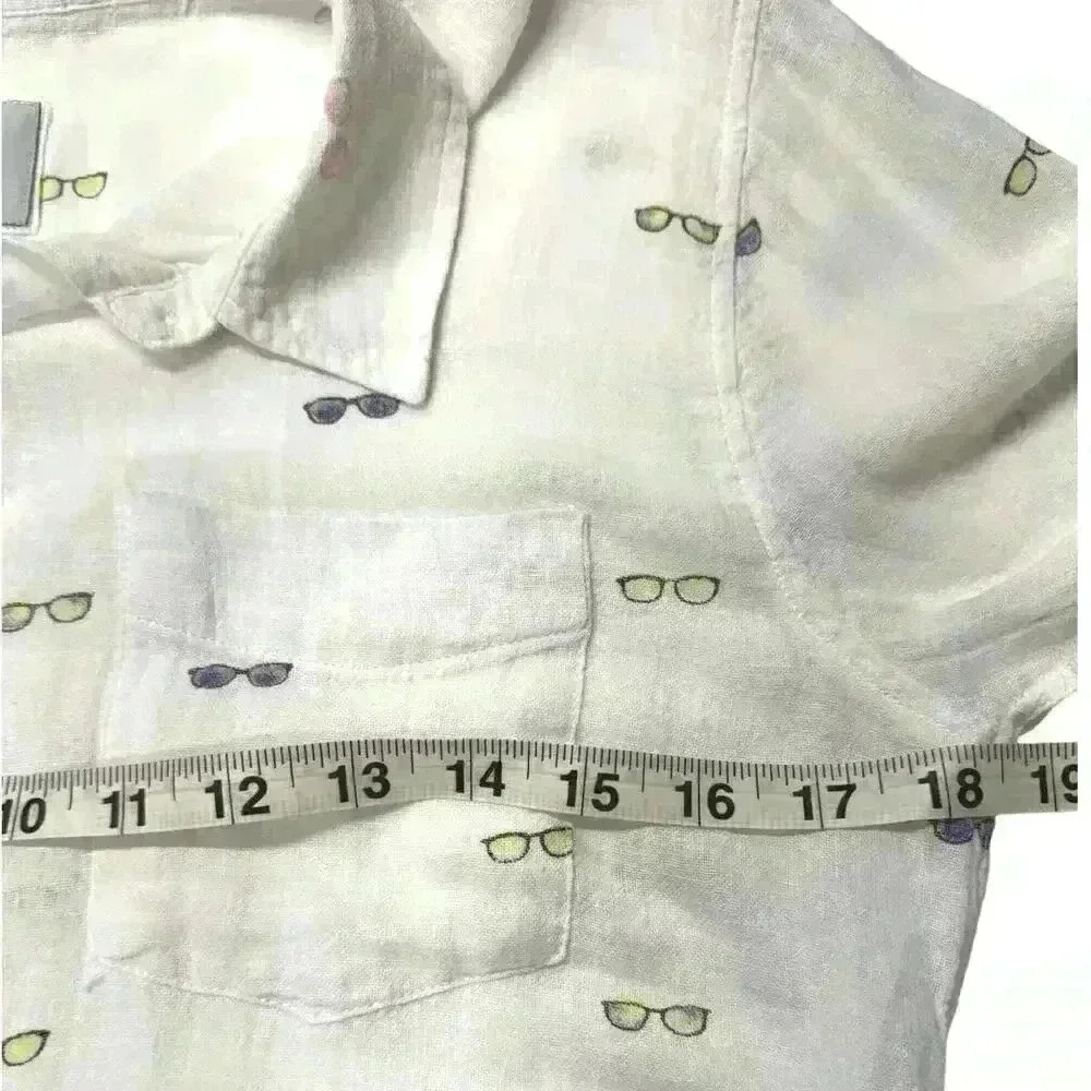 RAILS CHARLI SUNNIES GAUZ WHITE WITH SUNGLASSES BUTTON UP LONG SLEEVE TOP XS - Picture 12 of 12